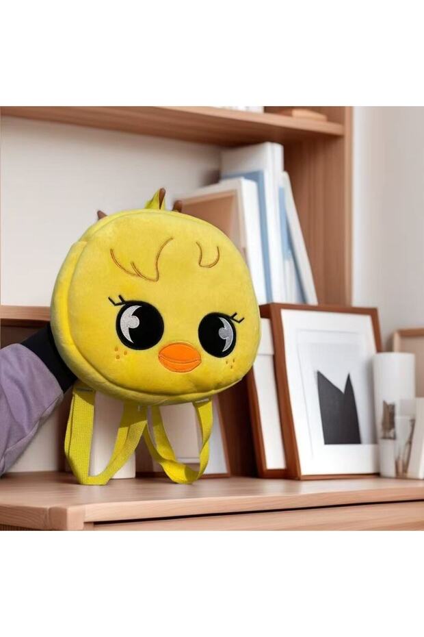 yellow chicken Cute Cartoon Animal Face Plush Backpack, Fluffy Lightweight Crossbody & Shoulder Bag