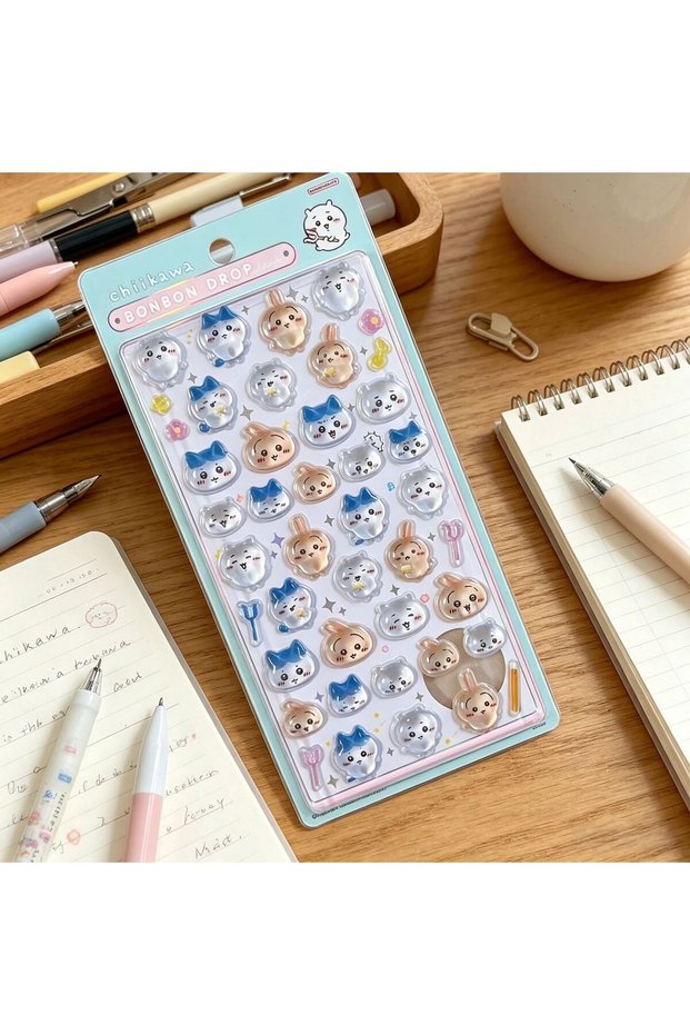 WHITE 3D Chiikawa Anime Jelly DIY Crystal Sticker Usagi Hachiware Decals Waterproof for Phone Laptop