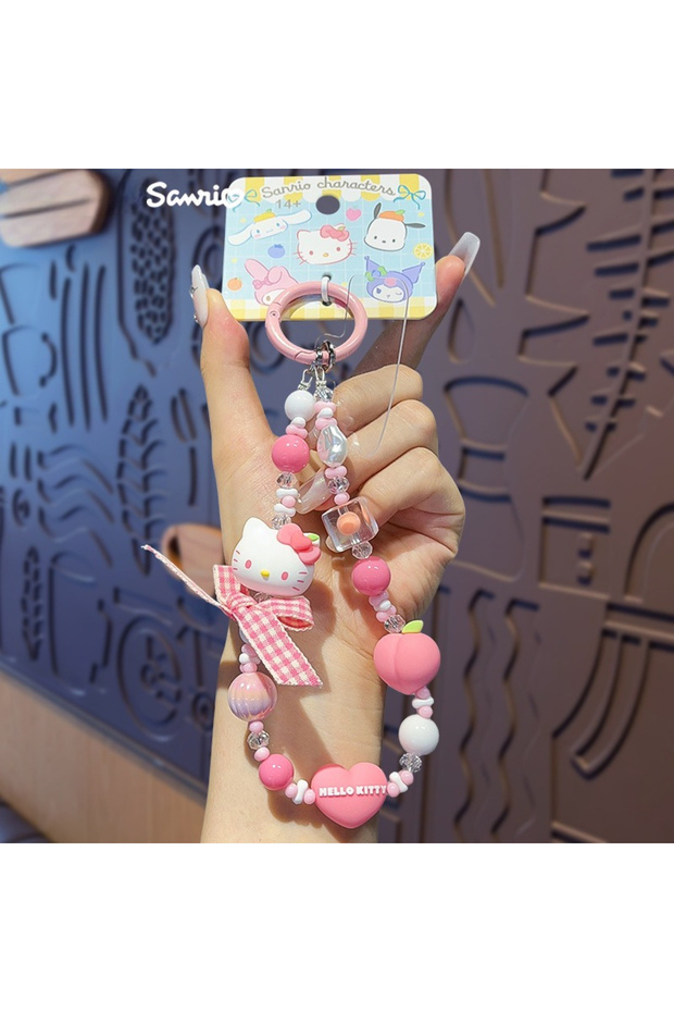 E Sanrio Cartoon Kuromi Hello Kitty Pochacco Melody Pendant Keychain Keyring Action Figures Phone Ch