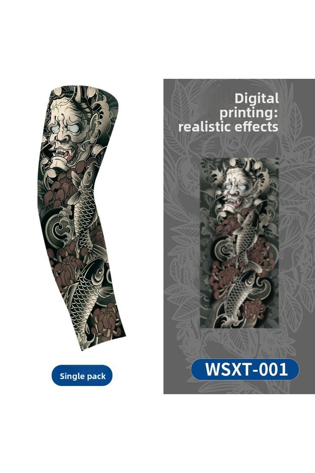 1 pair 1 Pair Floral Tattoo Ice Sleeves, Seamless Ultra-Thin Sun Protection Arm Guards for Men, Cycl
