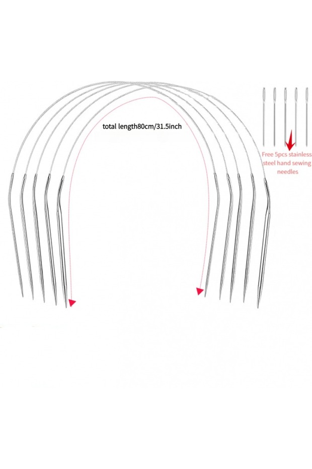 80cm Circular Knitting Needle Set, Includes 2.5/3.5/4.5/5.5/6.5mm, Paired with 5 Stainless Steel Han