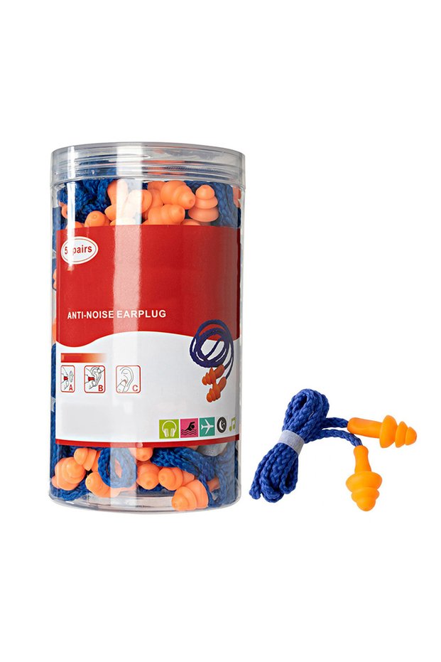 50 Pair 50 Pair Reusable Silicone Ear Plugs with Cord Individually Wrapped Hearing Protection Noise
