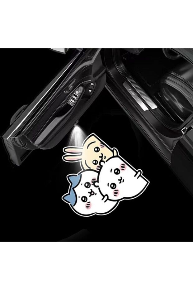 1 For Chiikawa Hachiware Wireless Car Door Light Auto Induction Ground Projection Welcome Lamp Car D