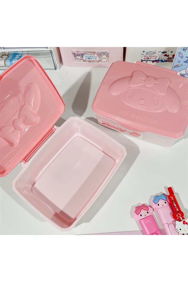 Joytop 1pcs-melody Genuine Hello Kitty Melody Dust-Proof Storage Box Kawaii Sanrio Makeup Sponge Cot