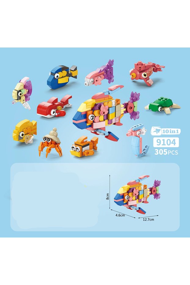 9104-10PCS Insect Animals Figures Set Mini Building Blocks Toy Assembly 3D Constructor Micro Bricks