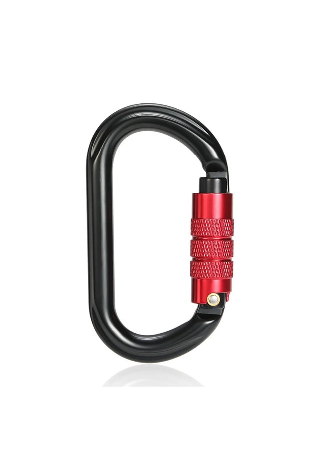Black 25 kN Auto‑Lock O‑Shape Carabiner, Aviation Aluminum, Professional Outdoor Rock Climbing & Mou