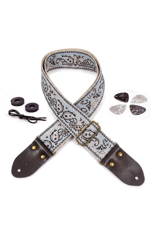 Style-1-QL Adjustable Guitar Straps Embroidered Print Guitar Strap Thicken Guitar Strap For Folk Ele