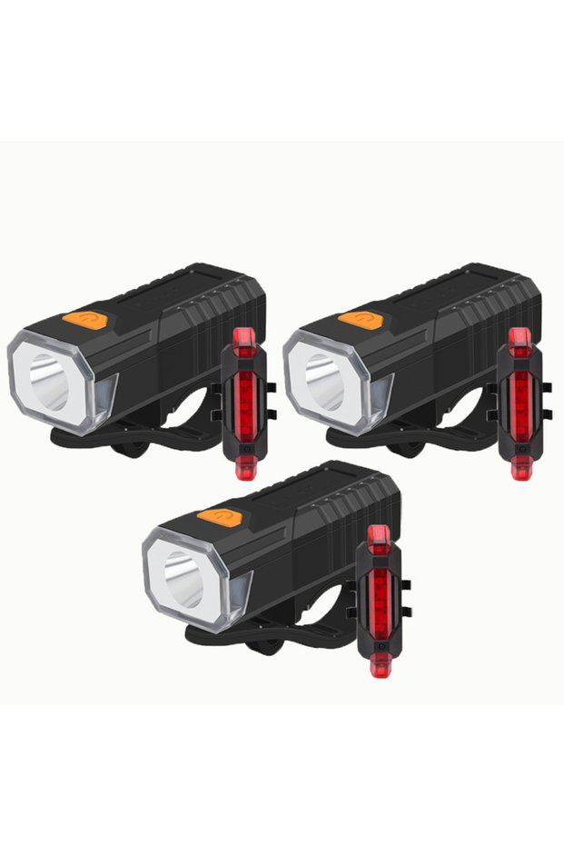 3 sets Bike Light Set Bicycle Headlight Taillight Front Rear Set Rechargeable MTB Bike Flashlight Cy