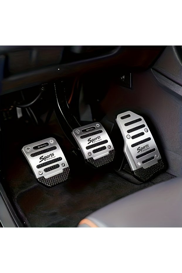 Silver 3 manual anti-slip car pedals - Ergonomically designed, durable, suitable for throttle, brake