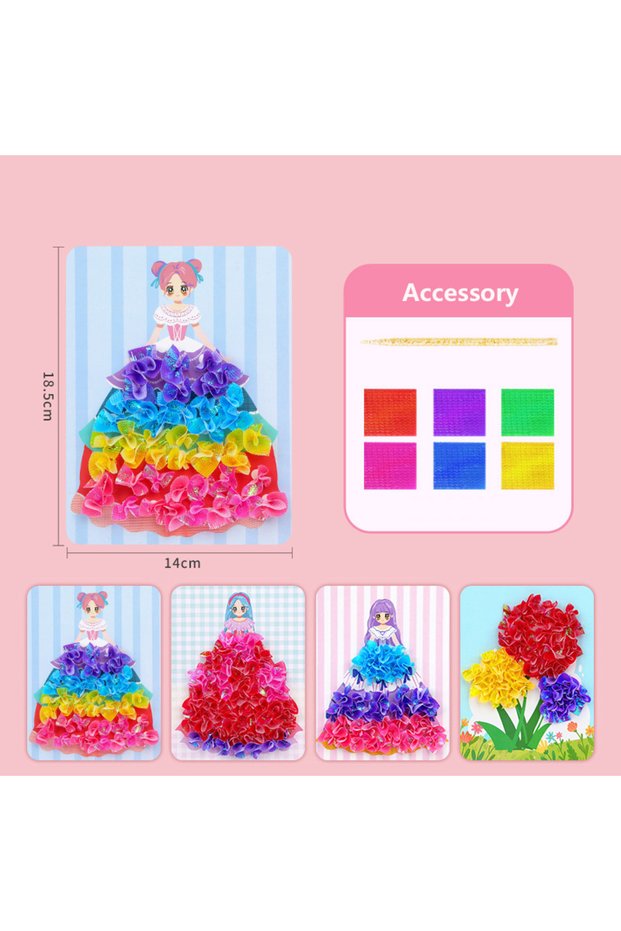 C Funny Poke Puncture Painting Fabric Art Frenzy for Kids Girls Cartoon Animal Princess Children DIY