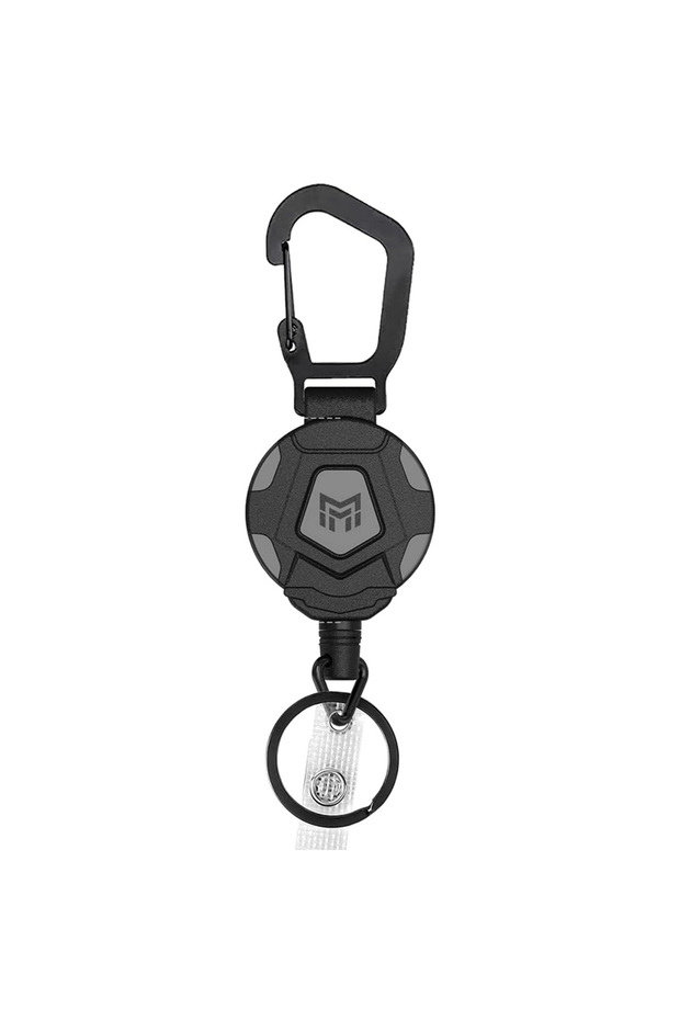 1Pc Retractable Keychain Heavy Duty Carabiner Badge Holder Tactical ID Badge 31.5” Steel Cord Anti-T