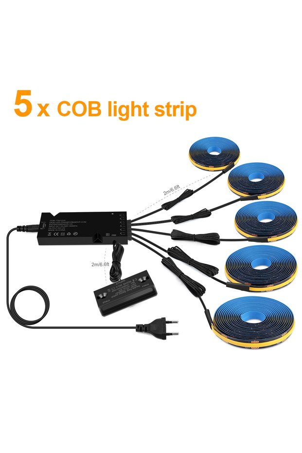 1m EU Power Plug Warm White 5PCS Wall Lights Door Motion Sensor COB Light Smart Switch LED Strip Nig