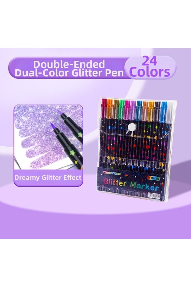 24 Colors-12pcs- 24/48/72/96 Colors Double-Ended Glitter Pens Quickly Dry Colorful Acrylic Marker Pe