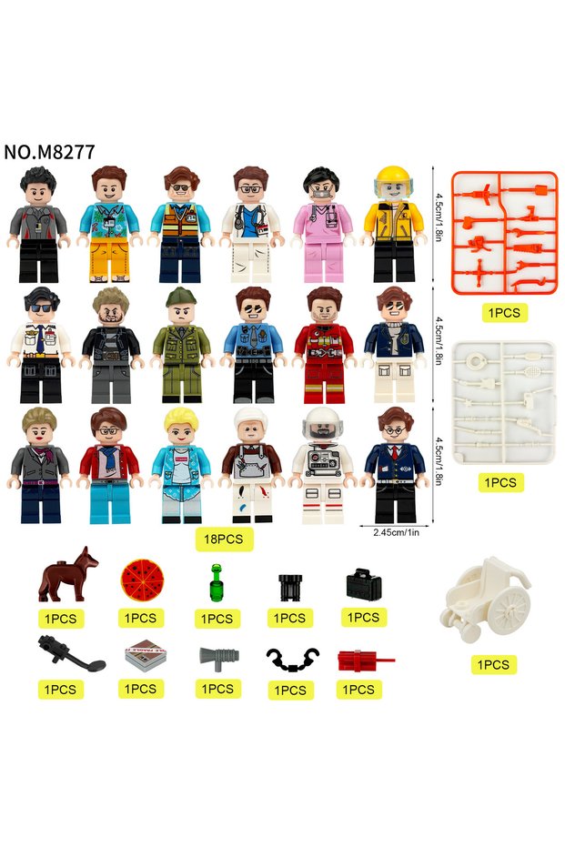 M8277 City professional mini building block doll set, building block dolls with various professional