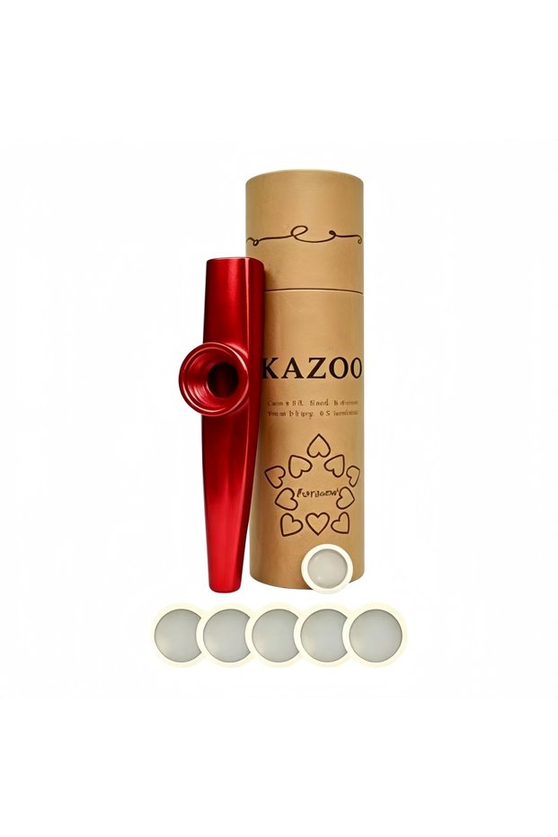 Red Miwayer Kazoo Set with Kazoo + Flute Barrel + 5pcs Diaphragms, 7 Colors, Simple Easy to Learn Mu