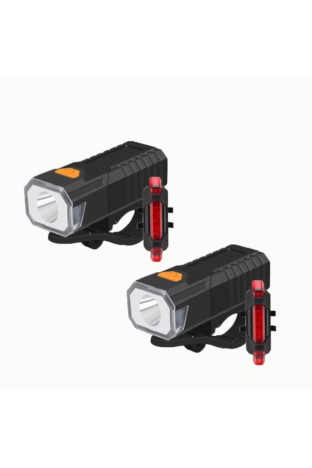 2 sets Bike Light Set Bicycle Headlight Taillight Front Rear Set Rechargeable MTB Bike Flashlight Cy