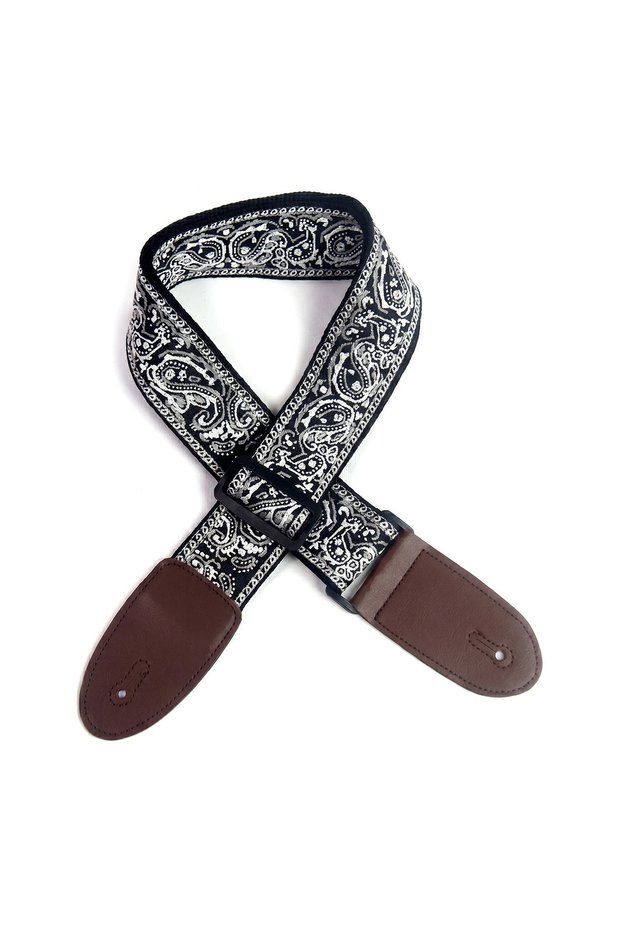 Style-9-BXMY Guitar Strap Embroidered Belt Adjustable Guitars Straps Leather End For Bass Acoustic E