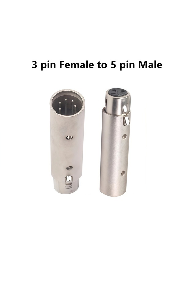 Female 5 pin Male Miwayer Metal Cased Converter, 3Pin XLR to 5Pin DMX or 5 to 3 Adapter, Silver Audi