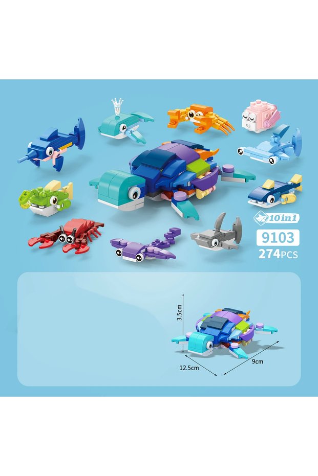 9103-10PCS Insect Animals Figures Set Mini Building Blocks Toy Assembly 3D Constructor Micro Bricks