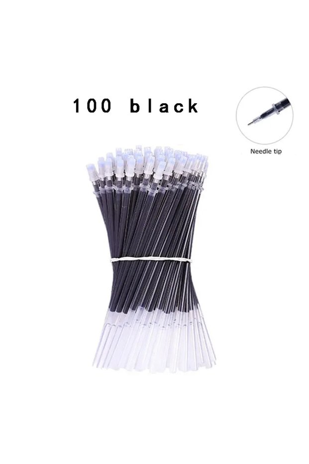 100 black 90/100Pcs 0.5mm Full Needle Tube Gel Pen Refill Universal Black/Blue/Red Ink Refills Offic