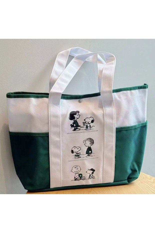 A 2026 Snoopy Large Capacity Print Casual Lazy Style Small Fresh Tote Bag Girls Travel Should