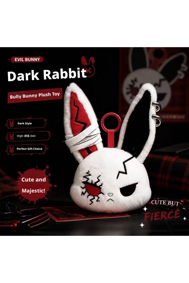 red eye no box Hot Gothic Bunny Plush Keychain RabbitBag Charm with Bandage Desian Kawaii Key Ring P