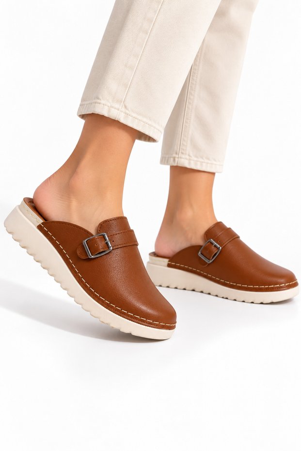 Perla 3102 Anatomical Soft Thick Sole Women's Daily Home and Outdoor Sabo Slippers