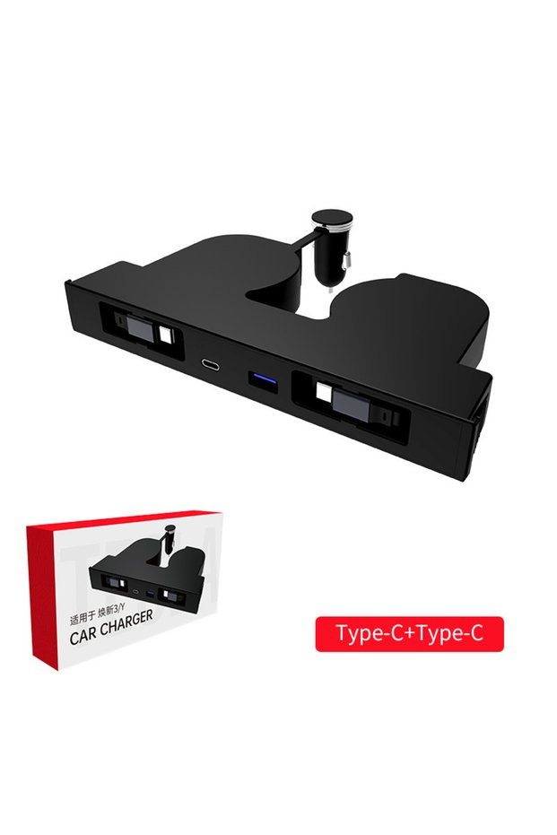Type-C and Type-C For Tesla Model 3 Y Highland Juniper 2025 45W Quick Charger Expansion Dock Hidden