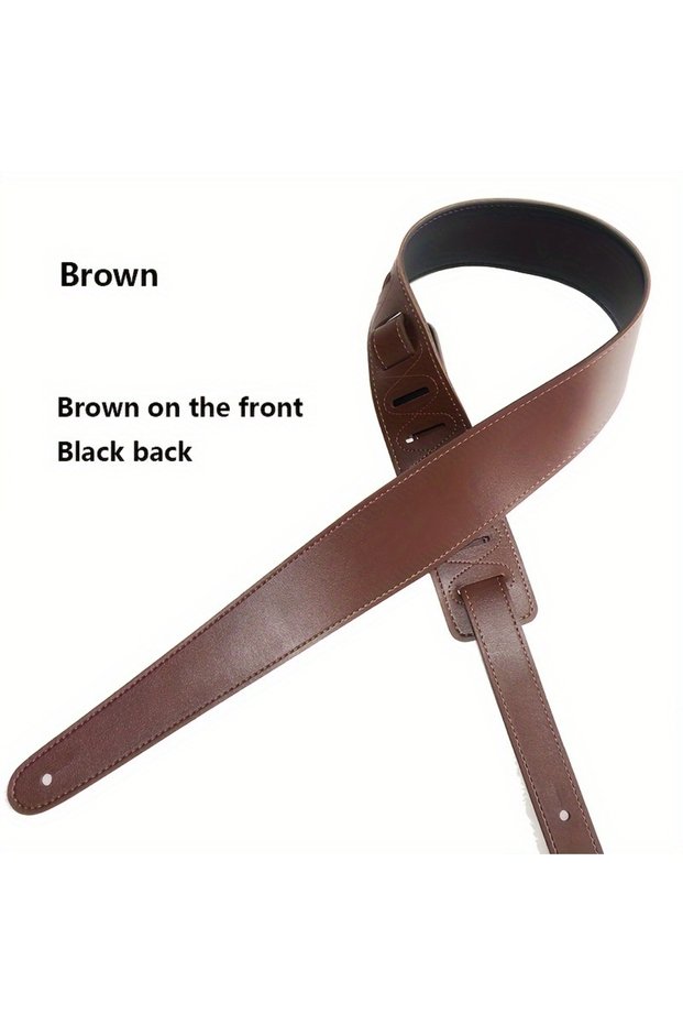 Brown Leather Guitar Strap 2.36" Width Double Side Wear Adjustable Strap from 46.47" to 53.54" for E
