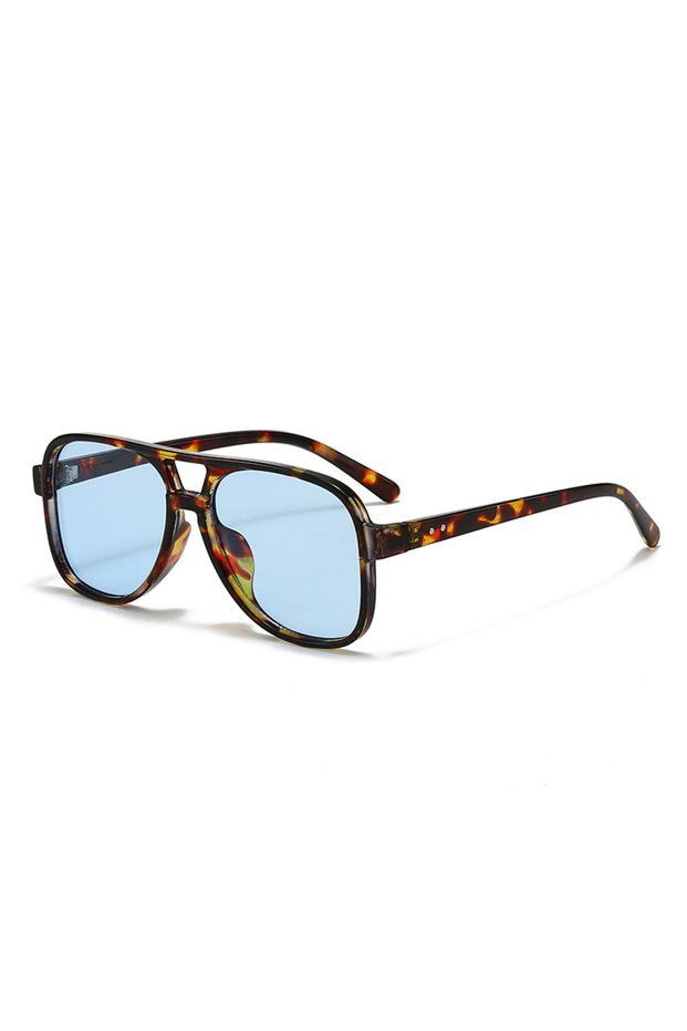 demi blue Camping 1/4pcs Double Bridge Vintage Square Anti light Glasses Retro Classic Square UV Pro