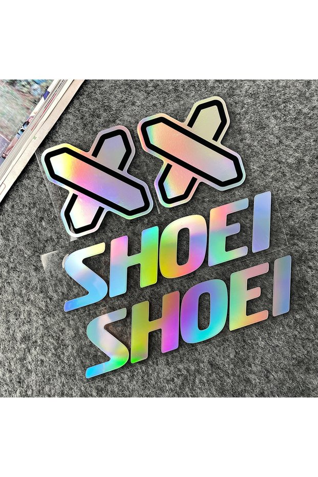 E-M 4PC For SHOEI Logo Reflective Vinyl Motorcycle Helmet Sticker for X Spirit III X Fourteen Neotec