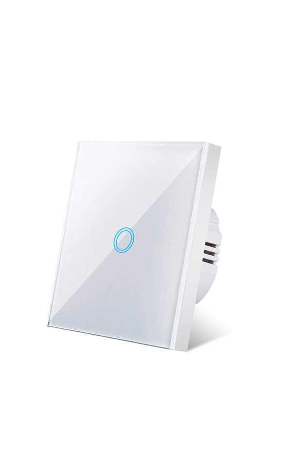 white 1 gang EU AC100-240V Touch Switch LED Backlight Panel Tempered Crystal Glass wall Light sensor