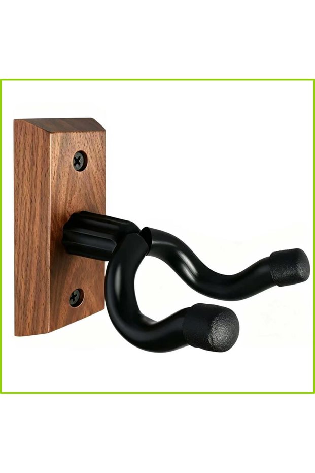 Black Walnut 1 Pack Guitar Wall Mount Hanger, Black Walnut Guitar Hanger Hook Non-slip Holder Stand