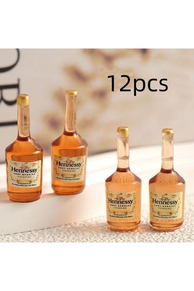1 12pcs Car Decoration Resin DIY Accessories Dropping Glue Simulation Wine Bottle Miniature Food Toy