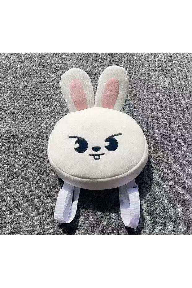 white rabbit Cute Cartoon Animal Face Plush Backpack, Fluffy Lightweight Crossbody & Shoulder Bag