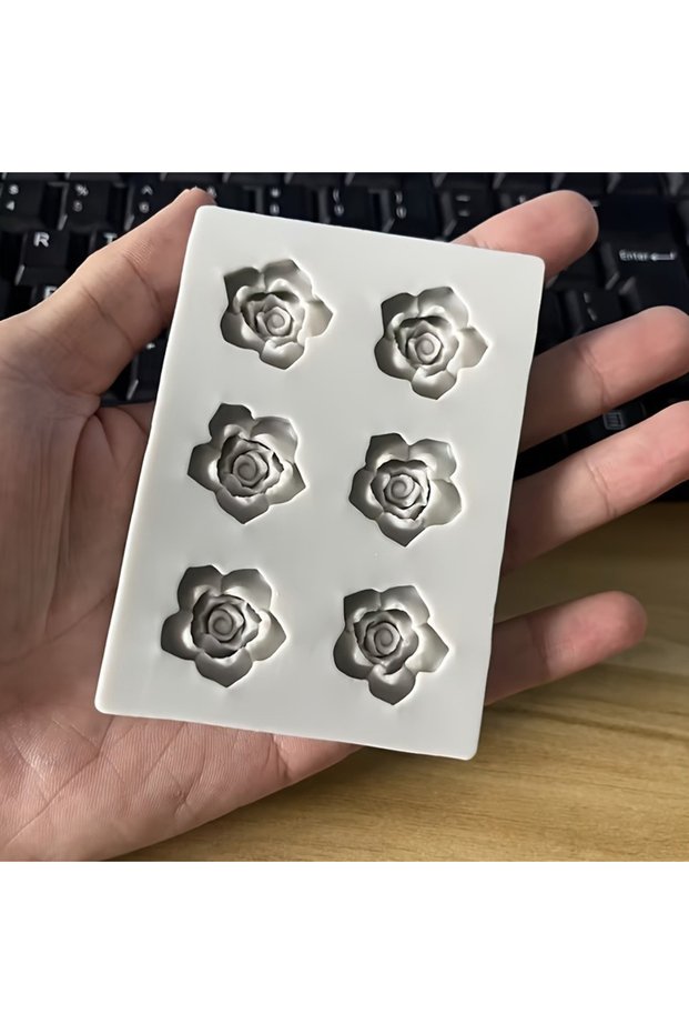 1pc 1pc 6-Cavity Rose Flower Silicone Mold for Aromatherapy Candles and Handmade Soaps - Craft Suppl