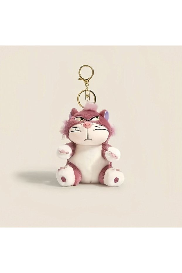 hong mao Funny Lucifer Cat keychain plush pendant creative cross-eyed kitten bag pendant doll small