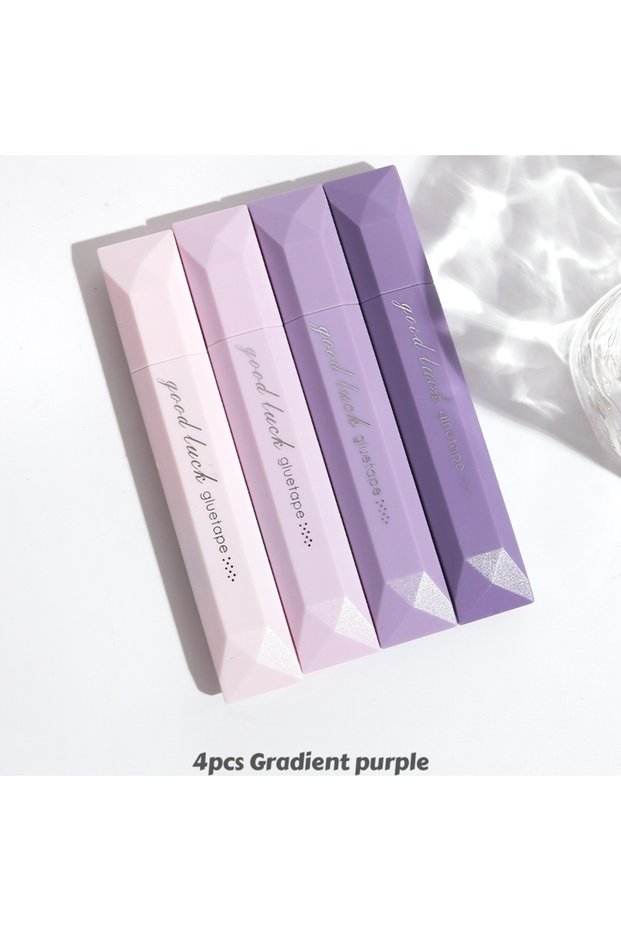 Gradient Purple set 4pcs Gradient Color Glue Tape, Pen Type Double Sided Adhesive Tape Roller Dispen