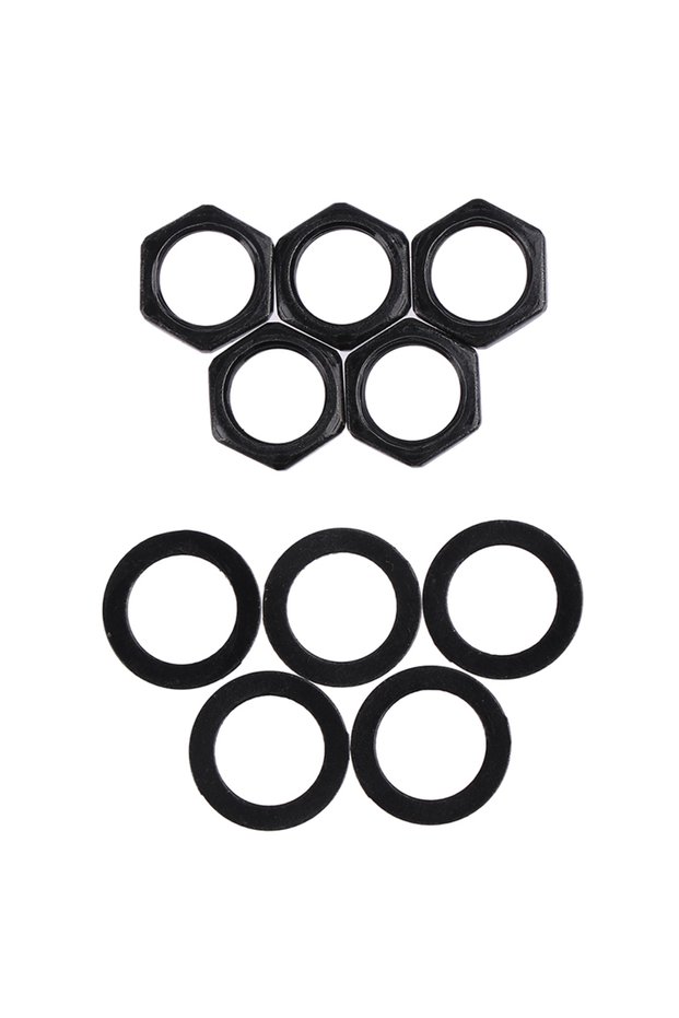 Black 5Pcs Electric Guitar Output Input Jack Socket Nuts Washers Gaskets Part Guitar Accesories