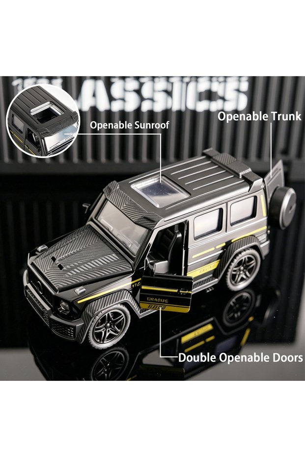 SL-1127-BENZ-G-Black Black G900 Diecast Offroad SUV, Alloy G-Wagen Car Model,Pull Back Toy with Open