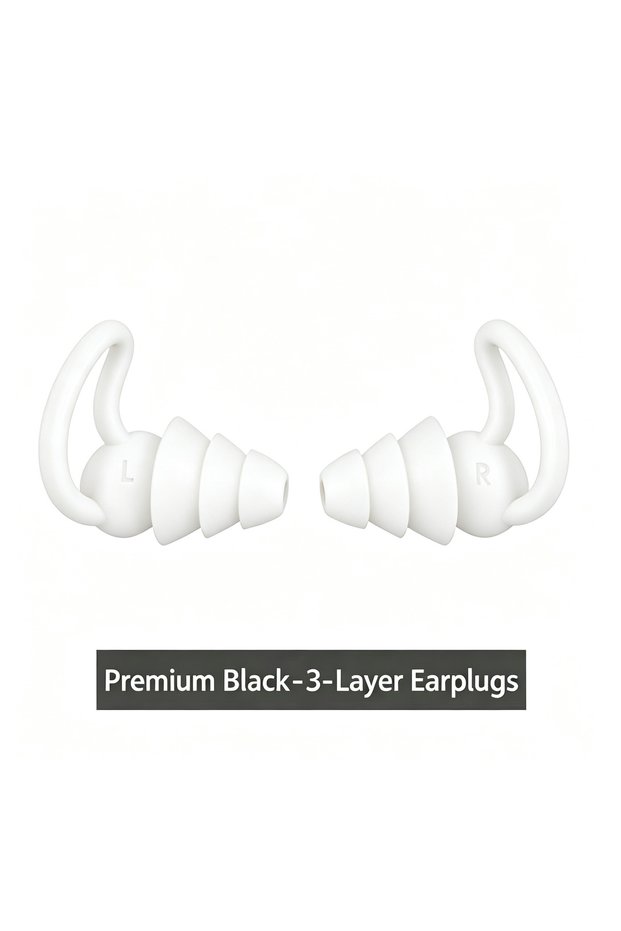 HK002-white 3 Layer Ear Plugs For Sleep Silicone Noise Cancelling Hearing Protection, Soft Reusable