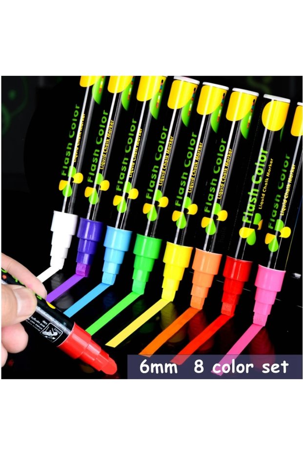 6mm 8pcs set 6/8 Colors LED Fluorescent Highlighters, Erasable Chalk Markers with Multi Tips for LED