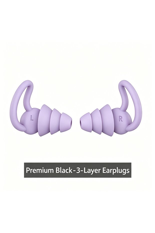 HK002-Purple 3 Layer Ear Plugs For Sleep Silicone Noise Cancelling Hearing Protection, Soft Reusable