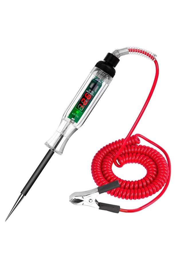 Red Version 6v-24v 6V, 12V, 24V automotive test pen circuit detector, with long probe, digital displ