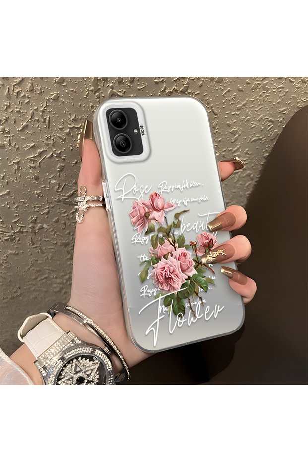 Samsung Galaxy A05 Compatible Case with Rose and Lettering Design, Protective, for Everyday Use.