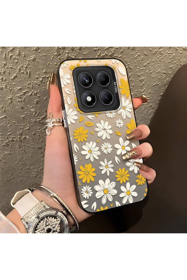 غطاء هاتف Redmi Note 14 Pro متوافق مع شبكات الجيل الرابع والخامس، بتصميم زهرة البابونج، متين، وجذاب.