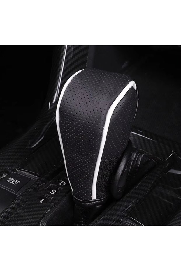 White Artificial Leather Gear Shift Knob and Gear Shift Stick - Anti-slip Grip, Breathable Design, A