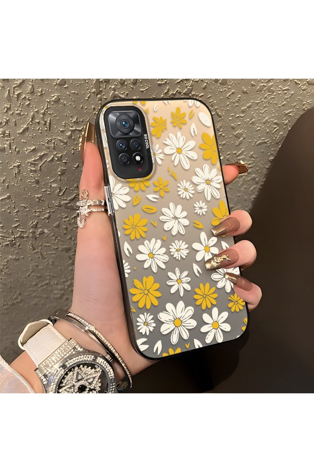 غطاء هاتف Redmi Note 11 Pro متوافق مع شبكات الجيل الرابع والخامس، بتصميم زهرة الأقحوان، متين، وجذاب.