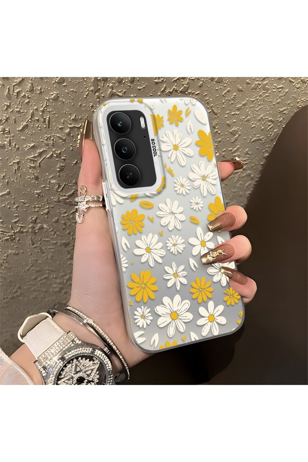غطاء هاتف Realme C75 متوافق مع شبكات الجيل الرابع، مطبوع عليه تصميم زهرة البابونج، متين ويدوم طويلاً، وتصميمه لطيف.