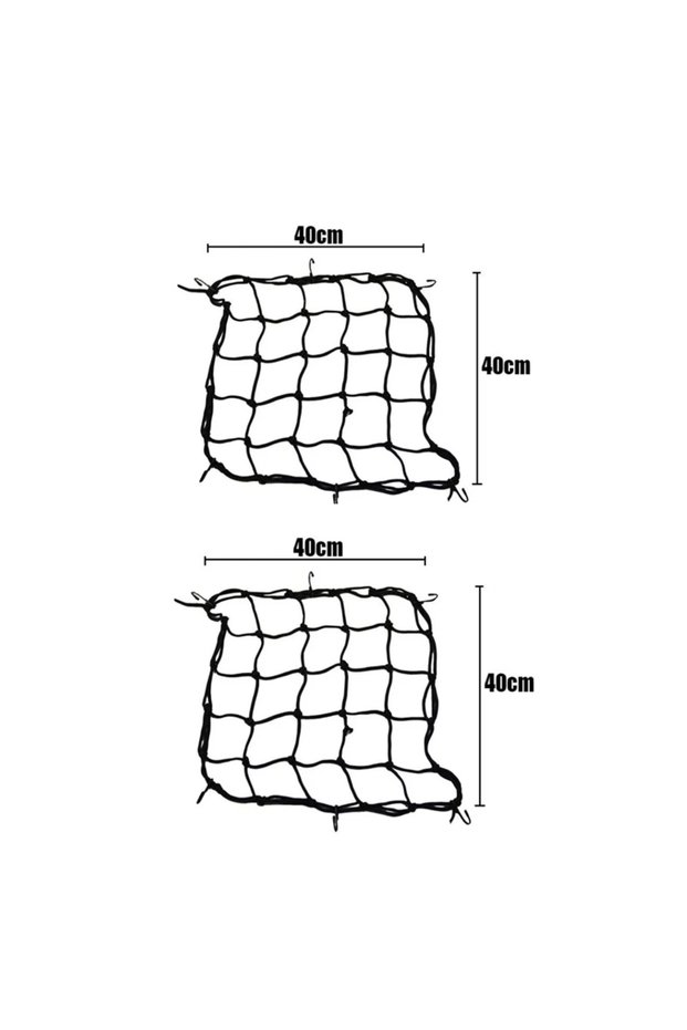 2pcs-black-40CM 1/2pcs 40x40cm/30x30cm Adjustable Motorcycle Elastic Net Storage Bag Bike 6 Hooks Ho